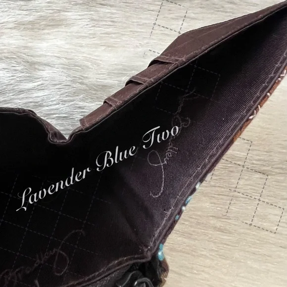 Vintage VERA BRADEY Java Blue 2006 Mini Zip Around Wallet Brown Y2K Floral Quilt - Picture 9 of 12